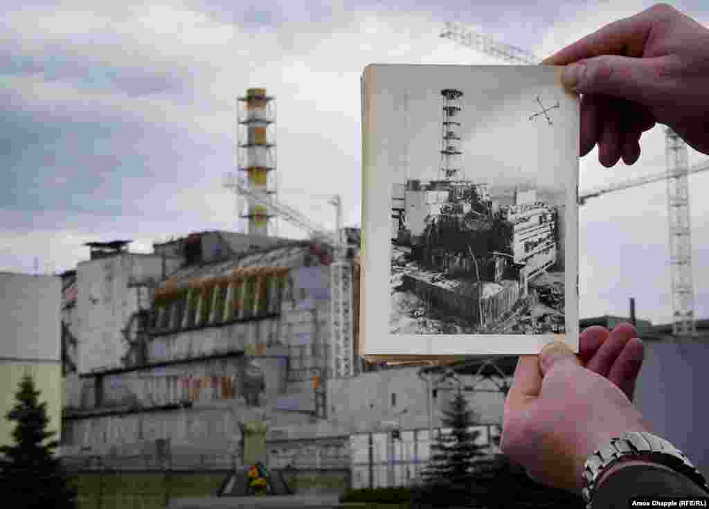 Вид на атомную электростанцию в Чернобыле через 30 лет после взрыва.