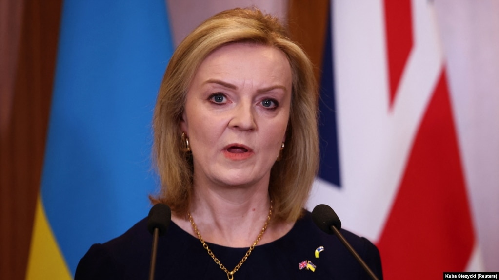 British Foreign Secretary Liz Truss said the latest raft of sanctions targets "those who prop up the illegal breakaway [Ukrainian] regions and are complicit in atrocities against the Ukrainian people. 