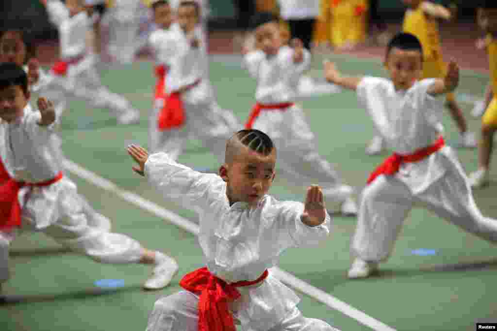 Children take part in a martial arts competition in Xi'an, Shaanxi Province, China. (Reuters) 