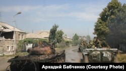 Колона чеченського батальйону «Восток» у Цхінвалі