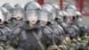 Russian riot police train in Moscow. The police forces face accusations of endemic corruption, including bribe-taking and falsifying cases. 