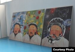 Триптих «Чингисхан» художника Арыстанбека Шалбаева. Фото со страницы Саната Урналиева в социальной сети Фейсбук.