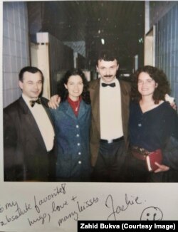 Zahid Bukva (left) stands next to CNN correspondent Jackie Shymanski in Sarajevo.
