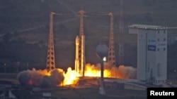 Europe's Vega rocket lifts off from the European Space Agency launch center in Kourou.