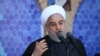 Iranian president Hassan Rohani speaks to the crowd in a public gathering at the city of Yazd, November 10, 2019