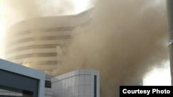 Пожар в оздоровительно-медицинском центре в Ташкенте. Фото из социальных сетей.