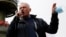 Belarusian oppositionist Mikalay Statkevich talks to supporters at a protest rally in Minsk in May 2020. 