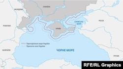 Ілюстративна карта, де зазначено територіальні води України та прилеглу зону