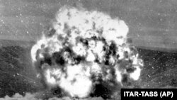 Explozia unei rachete sovietice cu rază mică de acțiune OTR-22, cunoscută în Occident ca SS-12. Această rachetă a fost distrusă în 2018,conform Tratatului Forţelor Nucleare Intermediare