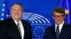 U.S. Secretary of State Mike Pompeo poses with European Parliament President David Sassoli at the EU Parliament in Brussels, Belgium, September 3, 2019