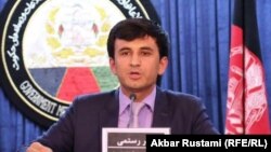 آرشیف، اکبر رستمی سخنگوی وزارت زراعت و مالداری افغانستان در جریان کنفرانس مطبوعاتی در کابل. 23Jan2018