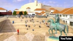 Дигитален приказ на планот за плоштадот Скендербег во старата скопска Чаршија.