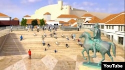 Дигитален приказ на плоштадот Скендер бег во Скопје.