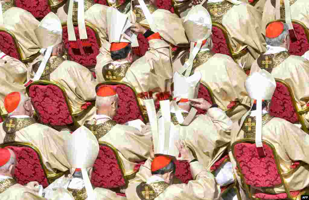 Cardinals witness Pope Francis&#39;s inauguration Mass on St. Peter&#39;s Square at the Vatican. (AFP/Andreas Solaro)
