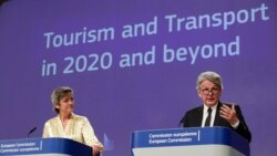Potpredsednica EK Margaret Vestager i komesar za unutrašnje tržište EU Tijeri Breton (Thierry Breton) na predstavljanju mera u Briselu, 13. maja 2020