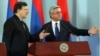 Armenia - President Serzh Sarkisian (R) and European Commission President José Manuel Barroso at a news conference in Yerevan, 1Dec2012.