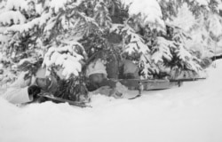 Облечени в бял камуфлаж, финландските войници били много трудни за забелязване на фона на снега