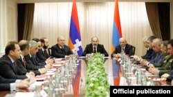 Armenia -- Prime Minister Nikol Pashinian speaks at a meeting of top Armenian and Nagorno-Karabakh officials, Yerevan, December 23, 2019.