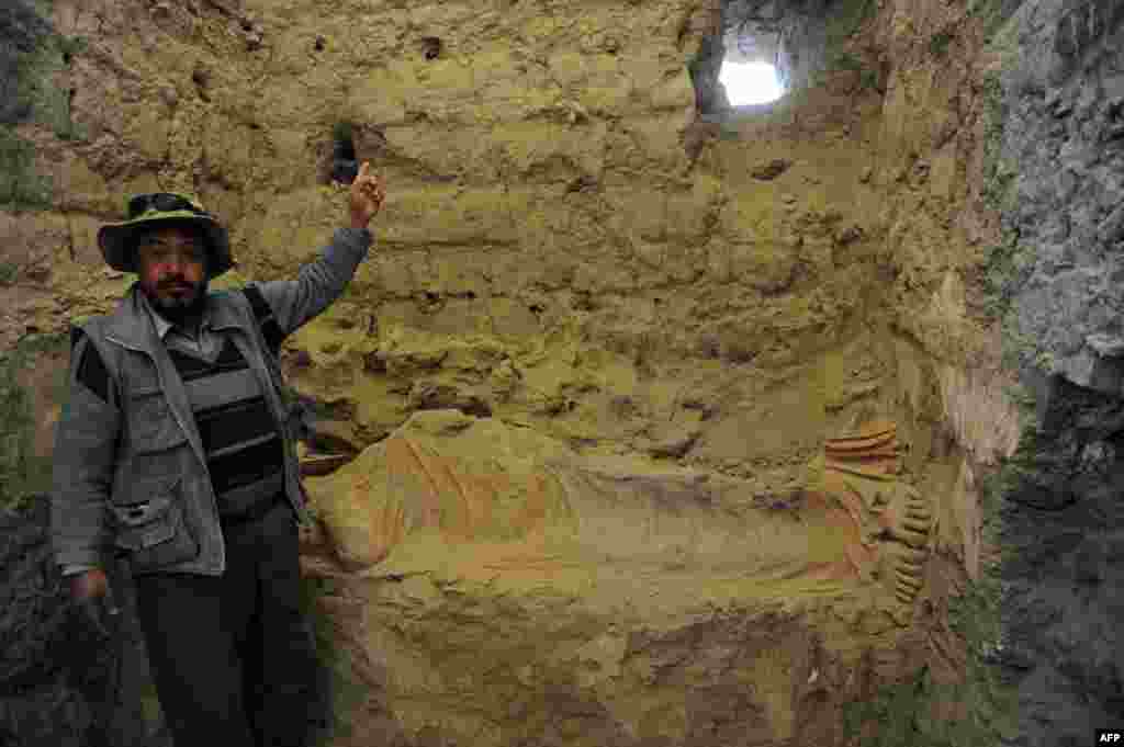 The remains of a Buddha statue at Mes Aynak in Afghanistan.