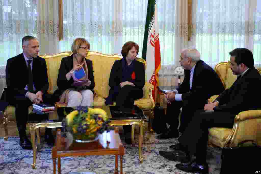 دیدار محمدجواد ظریف و هیئت ایرانی با کاترین اشتون، نماینده ۵+۱ و هیئت همراه او