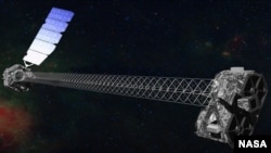 An artist's concept of the NuSTAR satellite in orbit (image courtesy NASA/JPL-Caltech)