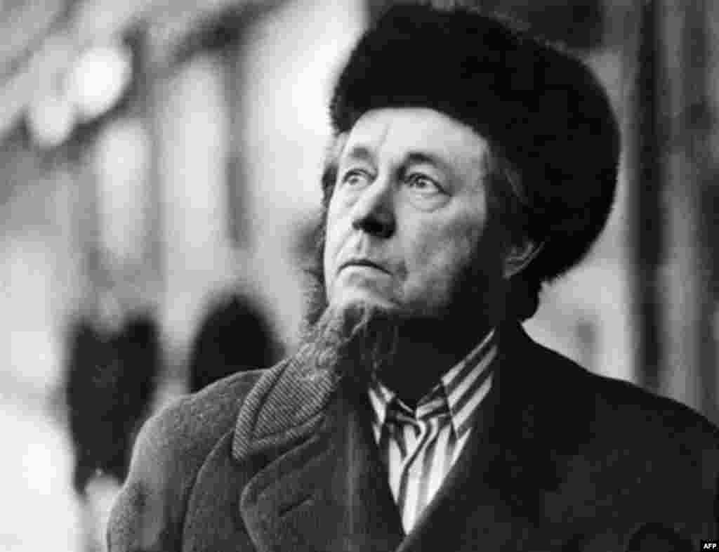 Nobel Prize laureate Alexander Solzhenitsyn arrives in Frankfurt after being expelled from the Soviet Union in February 1974 - Alexander Solzhenitsyn is best known for his monumental "The Gulag Archipelago," a massive account of the Soviet labor-camp system. He spent three years in a labor camp, followed by years in internal exile in Kazakhstan. Solzhenitsyn criticized both communist aggression and perceived Western decadence. He returned to Russia in 1992 and has since promoted Russian nationalism and Orthodoxy.