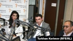 (soldan sağa) Zümrüd Yağmur, Cavid Zeynallı və Ədalət Əsgəroğlu