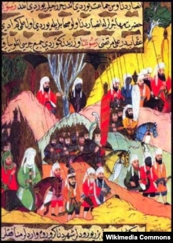 Həzrəti Məhəmməd Ühüd döyüşünə gedir.