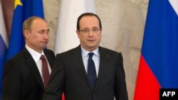 Рускиот претседател Владимир Путин и францускиот претседател Франсоа Оланд