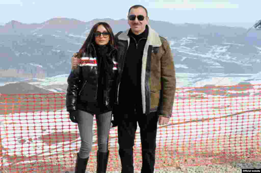 Azerbaijan -- Azerbaijan's President Ilham Aliyev and his wife Mehriban Aliyeva, Gusar, Azerbaijan, 17Feb2012