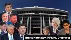 Экс-президент Алмазбек Атамбаев жана Жогорку Кеңештин депутаттары. Коллаж. 
