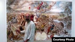 Карціна Юрыя Нікіціна “Мінэрва суправаджае князя Астроскага ў бітве пад Воршаю”