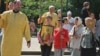 Orthodox believers protest against a march organized by Moldova's lesbian, gay, bisexual, and transgender community in May.