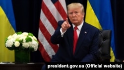 US President Donald J. Trump during a meeting with Ukraine's President Volodymyr Zelensky. New York, USA, 25 September 2019