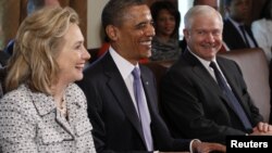 Хиллари Клинтон, Барак Обама жана Роберт Гейтс. 3-май, 2011-жыл