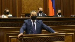 Armenia -- Prosecutor-General Artur Davtian urges lawmakers to allow the arrest and prosecution of opposition leader Gagik Tsarukian, Yerevan, June 16, 2020.