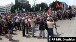 Мітинг проросійських сепаратистів у Донецьку. 22 червня 2014 року
