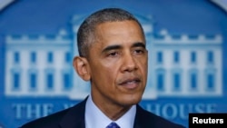 U.S. President Barack Obama speaks about the situation in Iraq from the briefing room of the White House in Washington on June 19.