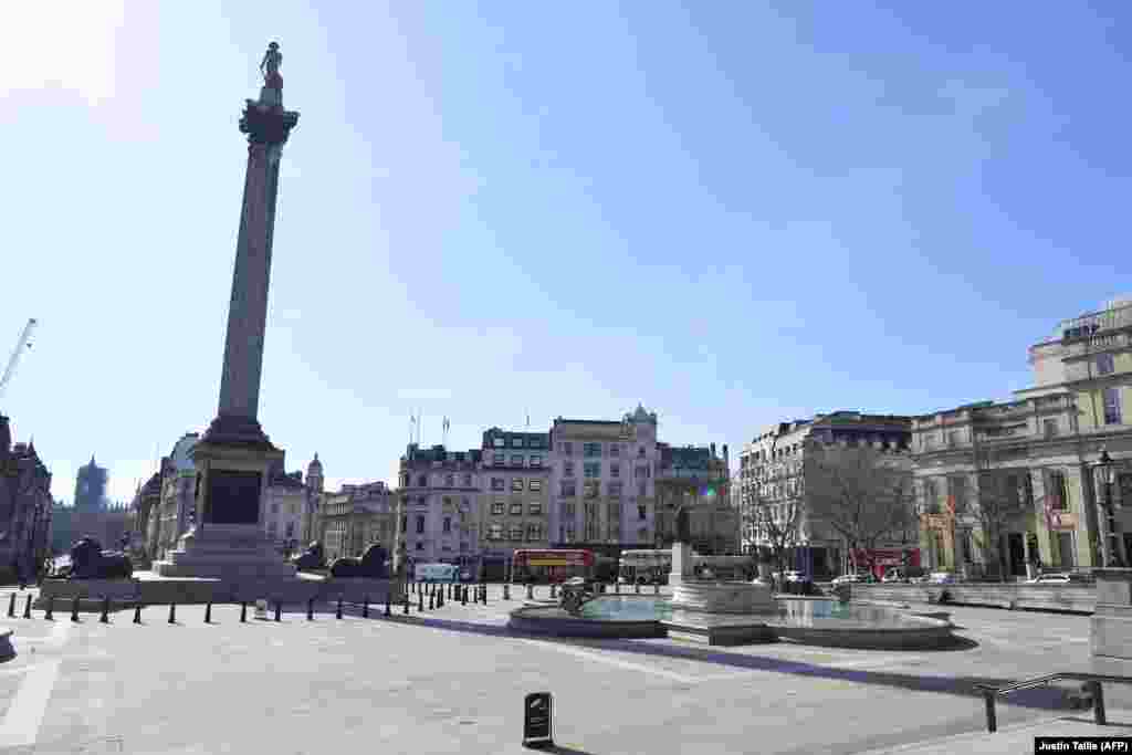 UK - A picture shows an empty Trafalgar Square in central London, 24Mar2020