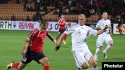 Armenia -- Armenia's national football team plays against Slovakia in a Euro 2012 qualifier, Yerevan, 8Oct2010.