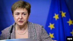 Kristalina Gheorghieva la o conferință de presă la Bruxelles