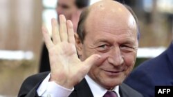 Belgium -- Romanian President Traian Basescu arrives at the EU Headquarters in Brussels, 14Mar2013