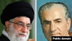 Iran's Supreme Leader Ayatollah Ali Khamenei (left) and Mohammad Reza Pahlavi, the deposed shah
