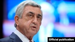 France - President Serzh Sarkisian speaks at the Council of Europe Parliamentary Assembly in Strasbourg, 24 January 2018.