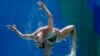 An athlete from the Russian synchronised swimming team during the technical routine final.