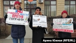 Участники пикета в Омске против поправок в Конституцию