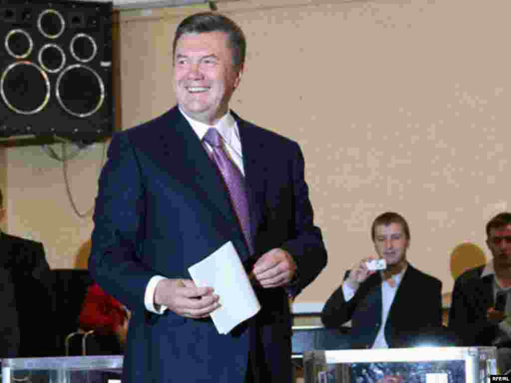 Prime Minister and Party of Regions Chairman Viktor Yanukovych at a polling place in Kyiv