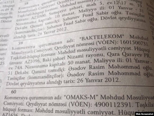 Baktelecom screen.
