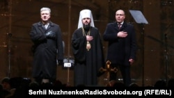 Пётр Порошенко, митрополит Епифаний и Андрей Парубий