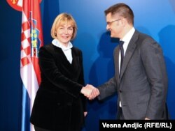 Vuk Jeremić i Vesna Pusić, Beograd, 31. januar 2012.